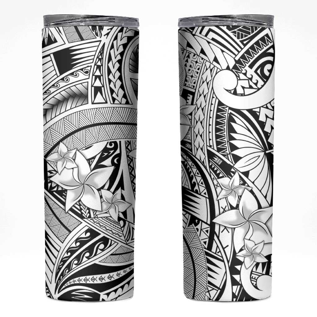 White Pacific Flowers Tribal Polynesian Spirit Skinny Tumbler LT9 White - Polynesian Pride