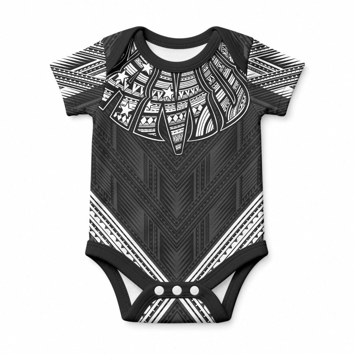 Black Samoa Tribal Chest Tattoo Baby Onesie LT9 Black - Polynesian Pride