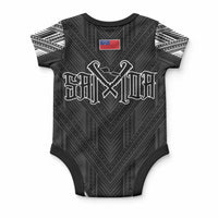 Black Samoa Tribal Chest Tattoo Baby Onesie LT9 - Polynesian Pride