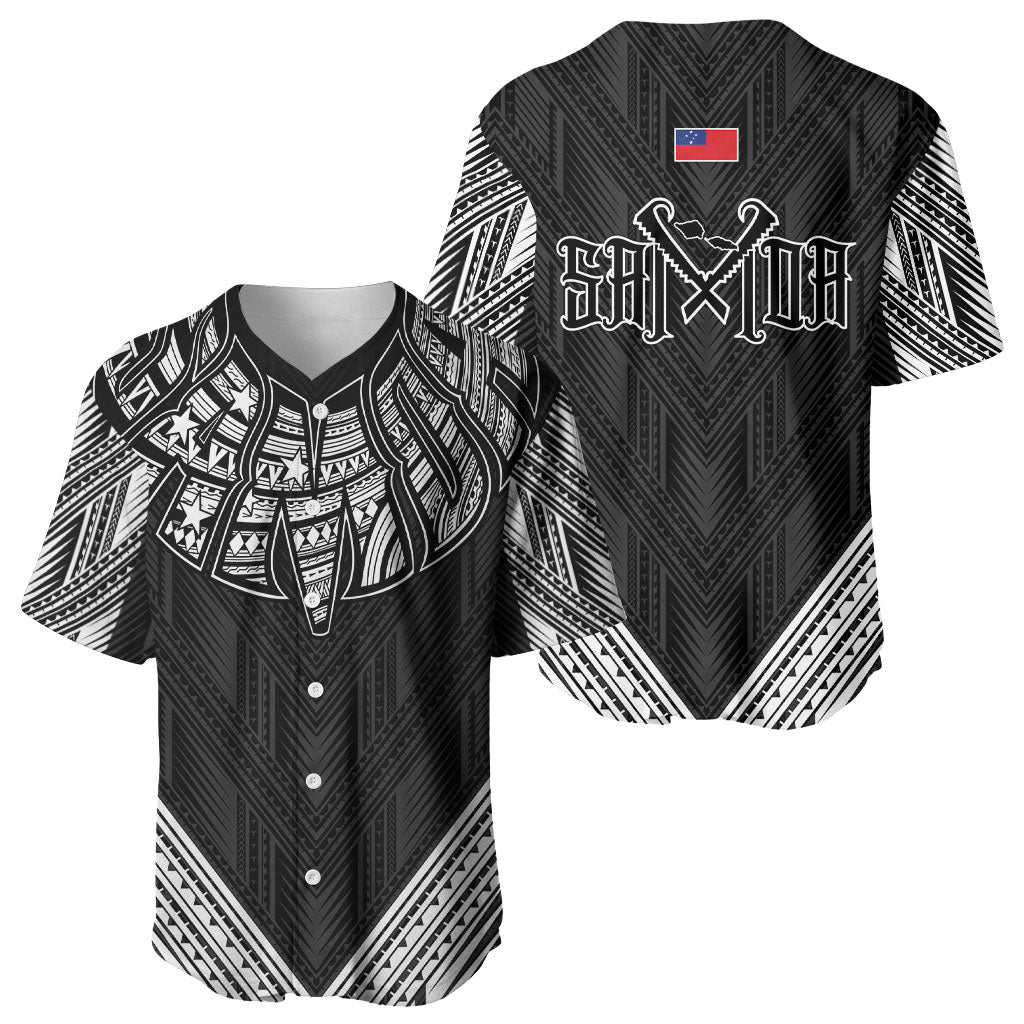 Black Samoa Tribal Chest Tattoo Baseball Jersey LT9 - Polynesian Pride