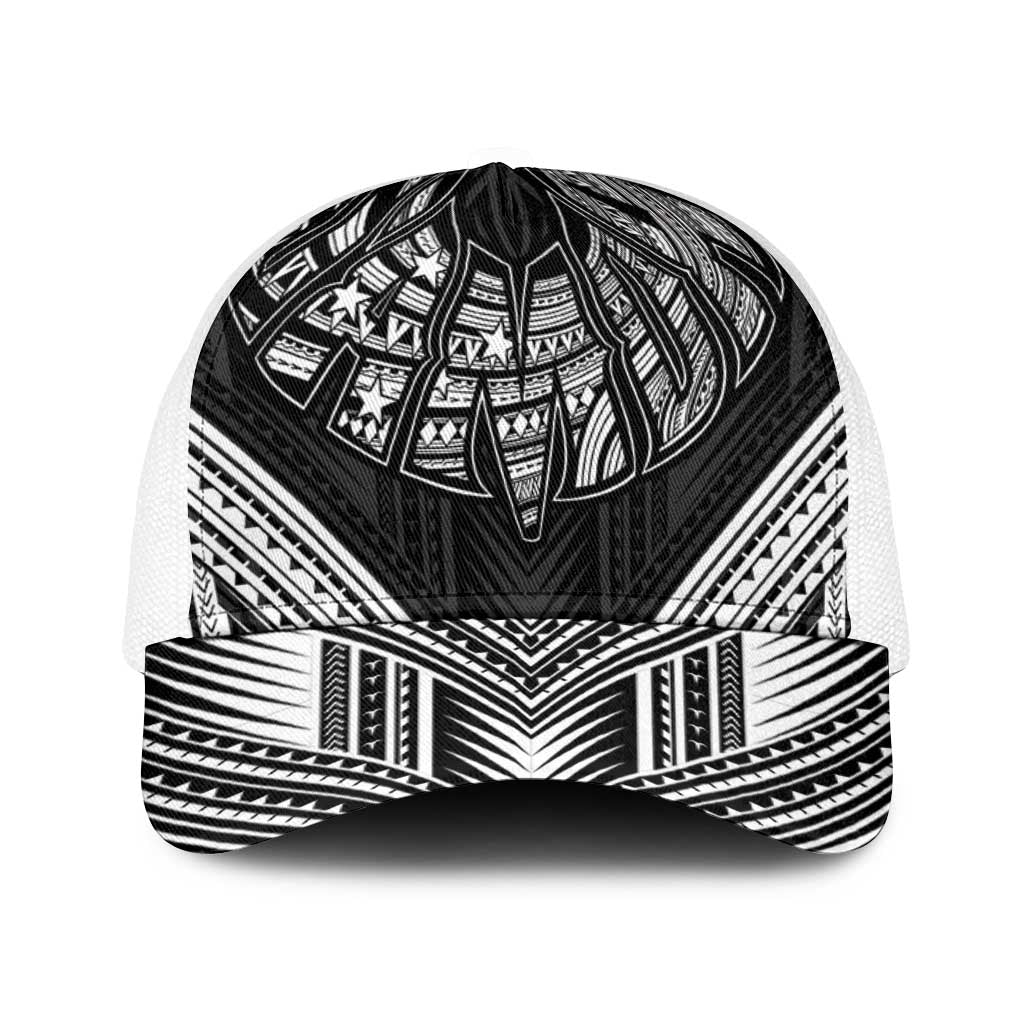 Black Samoa Tribal Chest Tattoo Baseball Net Cap LT9 One Size White Black - Polynesian Pride