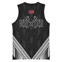 Black Samoa Tribal Chest Tattoo Basketball Jersey LT9 - Polynesian Pride