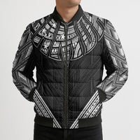 Black Samoa Tribal Chest Tattoo Bomber Puffer Jacket LT9 - Polynesian Pride