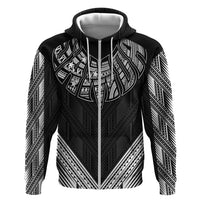 Black Samoa Tribal Chest Tattoo Hoodie LT9 Zip Hoodie Black - Polynesian Pride