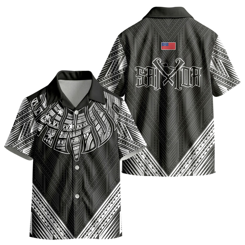 Black Samoa Tribal Chest Tattoo Kid Hawaiian Shirt LT9 - Polynesian Pride