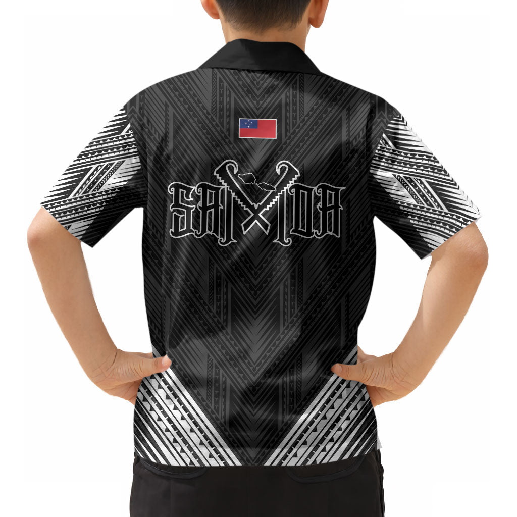 Black Samoa Tribal Chest Tattoo Kid Hawaiian Shirt LT9 - Polynesian Pride