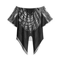 Black Samoa Tribal Chest Tattoo Off Shoulder Wrap Waist Top LT9 - Polynesian Pride