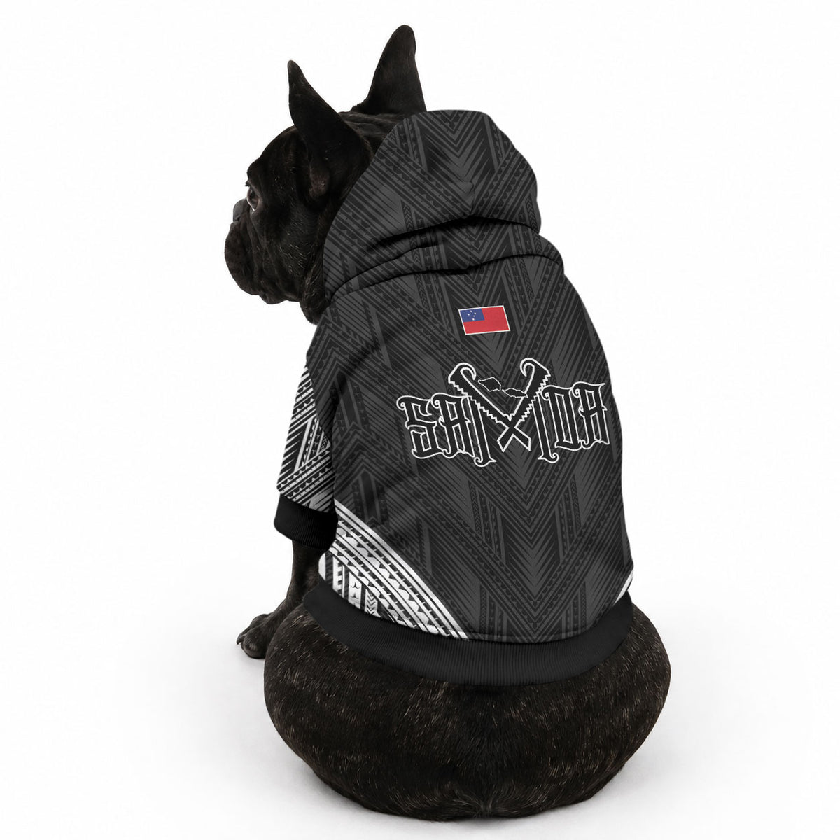 Black Samoa Tribal Chest Tattoo Pet Hoodie LT9 - Polynesian Pride
