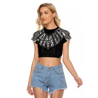 Black Samoa Tribal Chest Tattoo Raglan Cropped T Shirt LT9 Female Black - Polynesian Pride