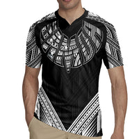 Black Samoa Tribal Chest Tattoo Rugby Jersey LT9 - Polynesian Pride