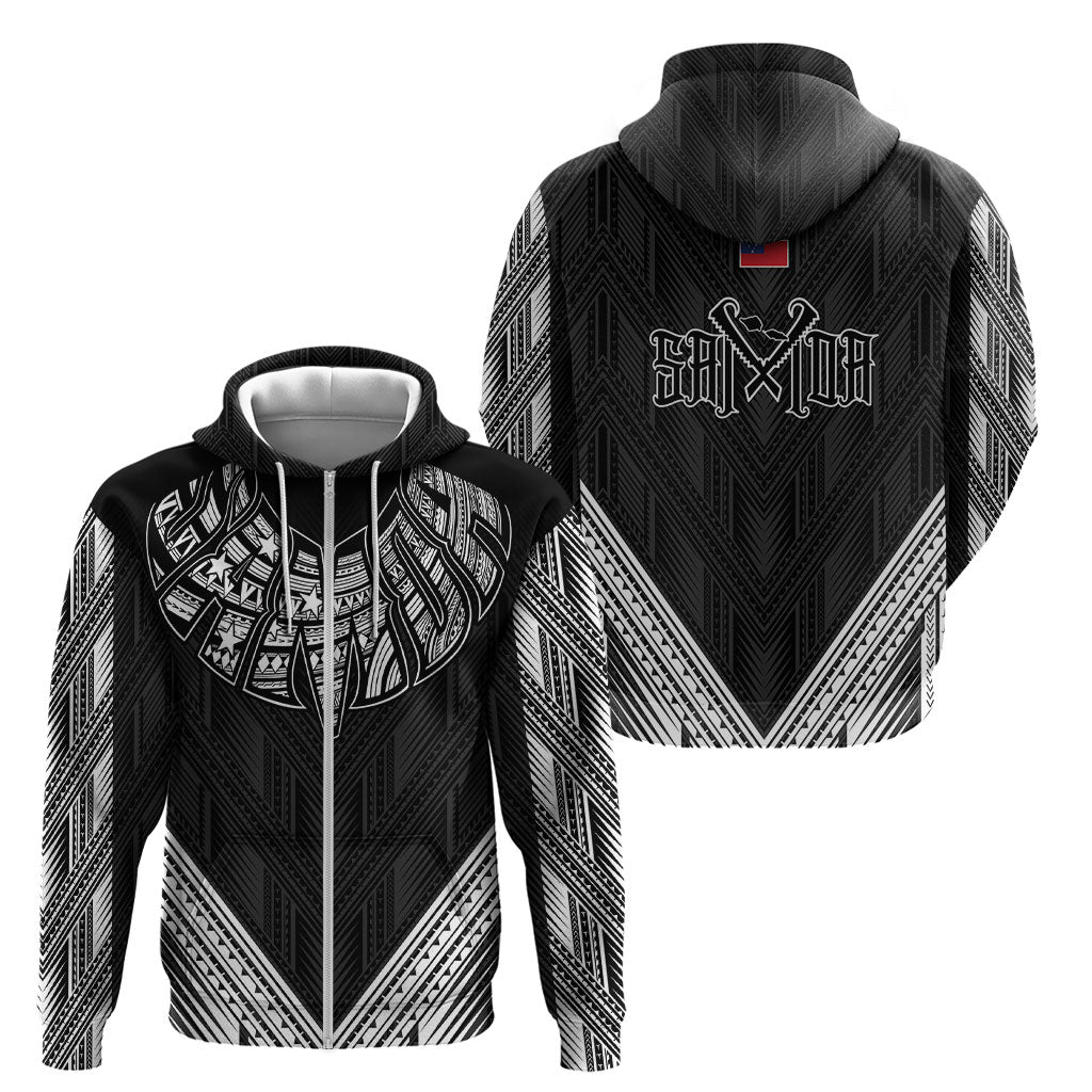 Black Samoa Tribal Chest Tattoo Zip Hoodie LT9 - Polynesian Pride