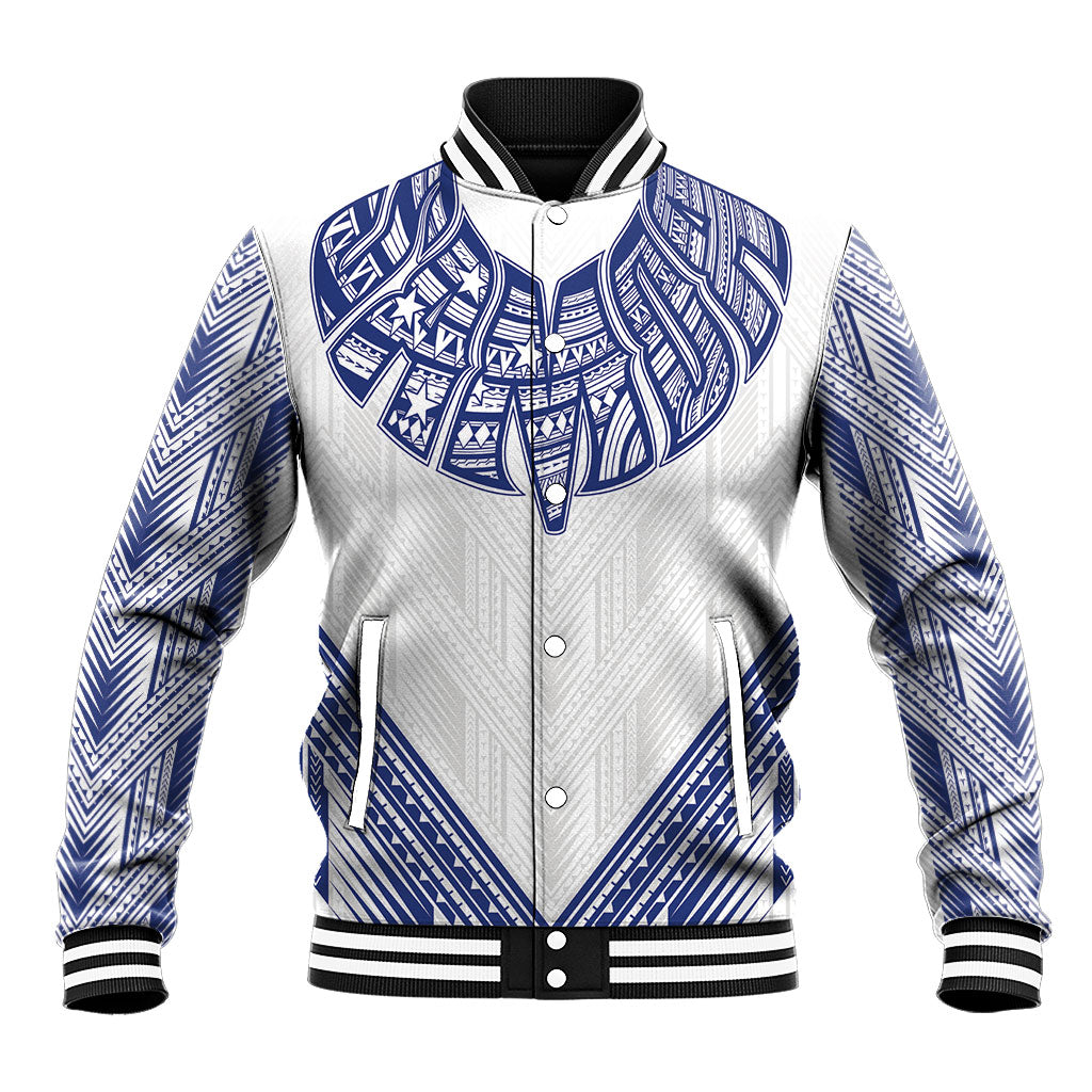 White Samoa Tribal Chest Tattoo Baseball Jacket LT9 Unisex White - Polynesian Pride