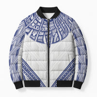 White Samoa Tribal Chest Tattoo Bomber Puffer Jacket LT9 Unisex White - Polynesian Pride