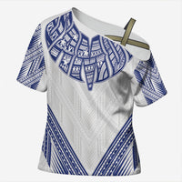 White Samoa Tribal Chest Tattoo Cross Shoulder Shirt LT9 Female White - Polynesian Pride
