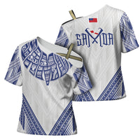 White Samoa Tribal Chest Tattoo Cross Shoulder Shirt LT9 - Polynesian Pride
