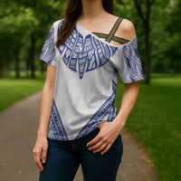 White Samoa Tribal Chest Tattoo Cross Shoulder Shirt LT9 - Polynesian Pride