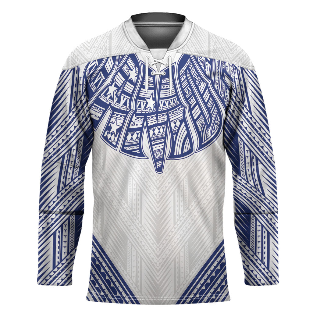White Samoa Tribal Chest Tattoo Hockey Jersey LT9 Unisex White - Polynesian Pride