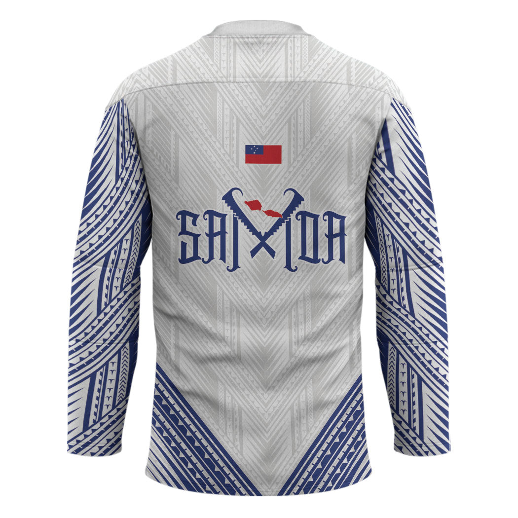 White Samoa Tribal Chest Tattoo Hockey Jersey LT9 - Polynesian Pride