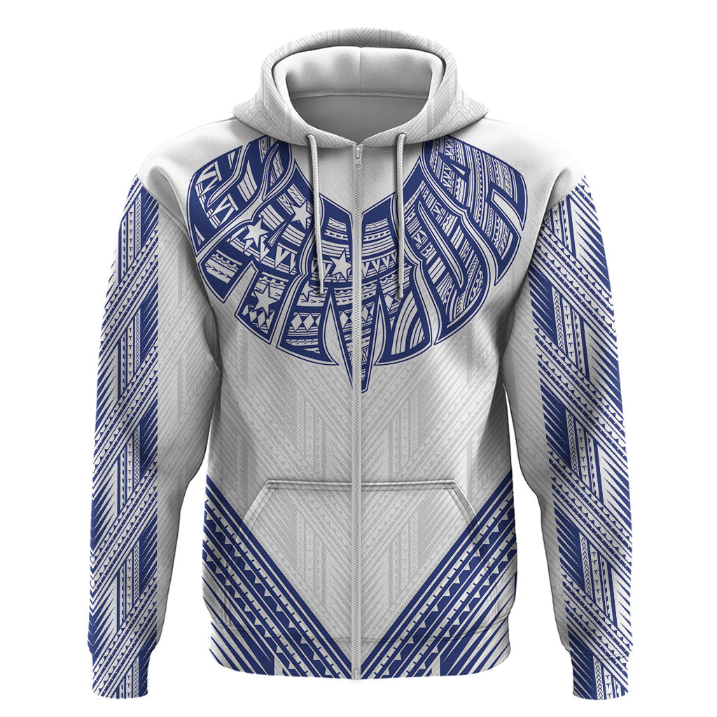 White Samoa Tribal Chest Tattoo Hoodie LT9 Zip Hoodie White - Polynesian Pride