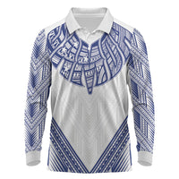 White Samoa Tribal Chest Tattoo Long Sleeve Polo Shirt LT9 White - Polynesian Pride