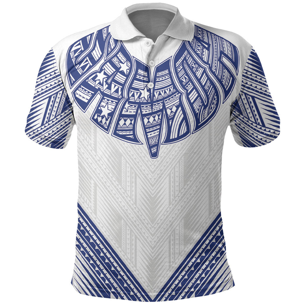 White Samoa Tribal Chest Tattoo Polo Shirt LT9 White - Polynesian Pride