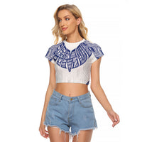 White Samoa Tribal Chest Tattoo Raglan Cropped T Shirt LT9 Female White - Polynesian Pride