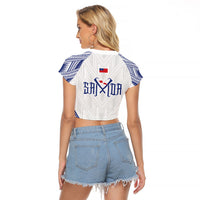White Samoa Tribal Chest Tattoo Raglan Cropped T Shirt LT9 - Polynesian Pride