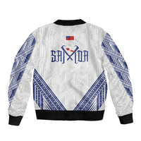 White Samoa Tribal Chest Tattoo Sleeve Zip Bomber Jacket LT9 - Polynesian Pride