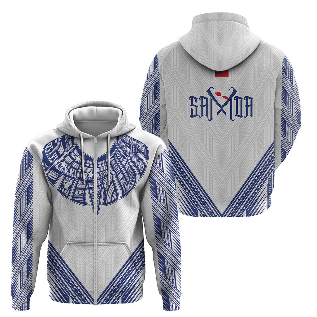 White Samoa Tribal Chest Tattoo Zip Hoodie LT9 - Polynesian Pride