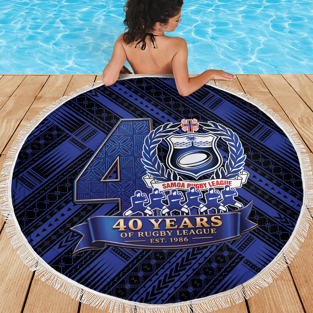 Toa Samoa 40th Anniversary Beach Blanket Royal Blue Tribal LT9 - Polynesian Pride