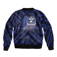Toa Samoa 40th Anniversary Bomber Jacket Royal Blue Tribal LT9 - Polynesian Pride