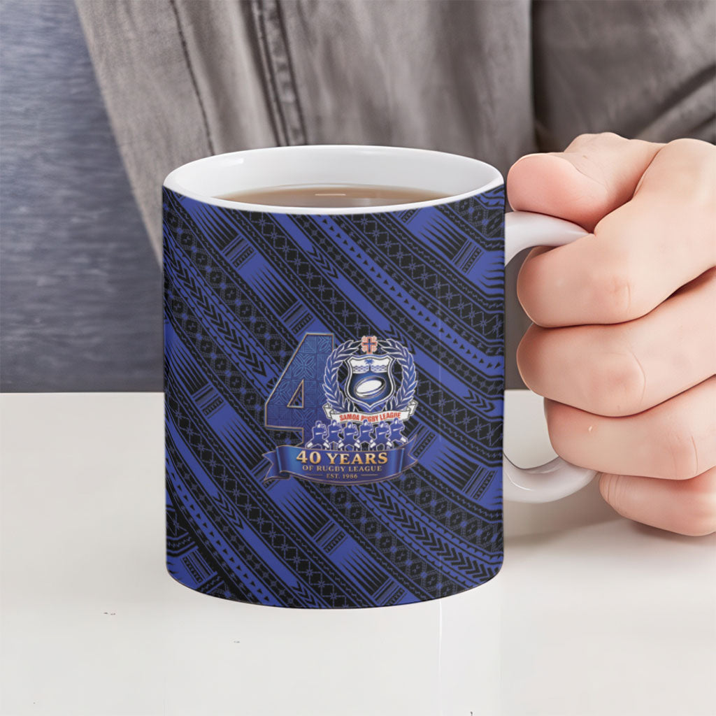 Toa Samoa 40th Anniversary Ceramic Mug Royal Blue Tribal LT9 - Polynesian Pride