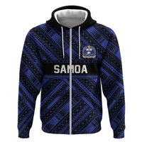 Toa Samoa 40th Anniversary Hoodie Royal Blue Tribal LT9 Zip Hoodie Blue - Polynesian Pride