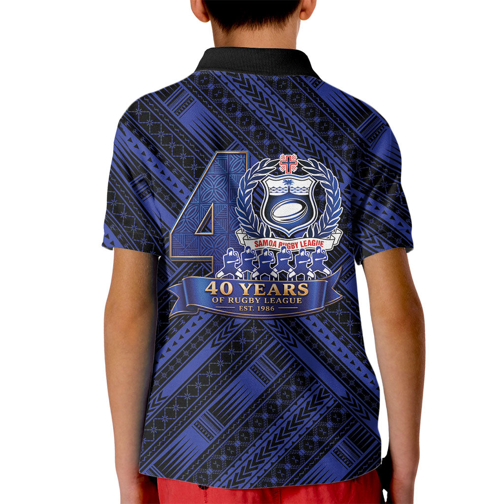 Toa Samoa 40th Anniversary Kid Polo Shirt Royal Blue Tribal LT9 - Polynesian Pride