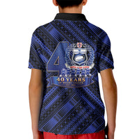 Toa Samoa 40th Anniversary Kid Polo Shirt Royal Blue Tribal LT9 - Polynesian Pride