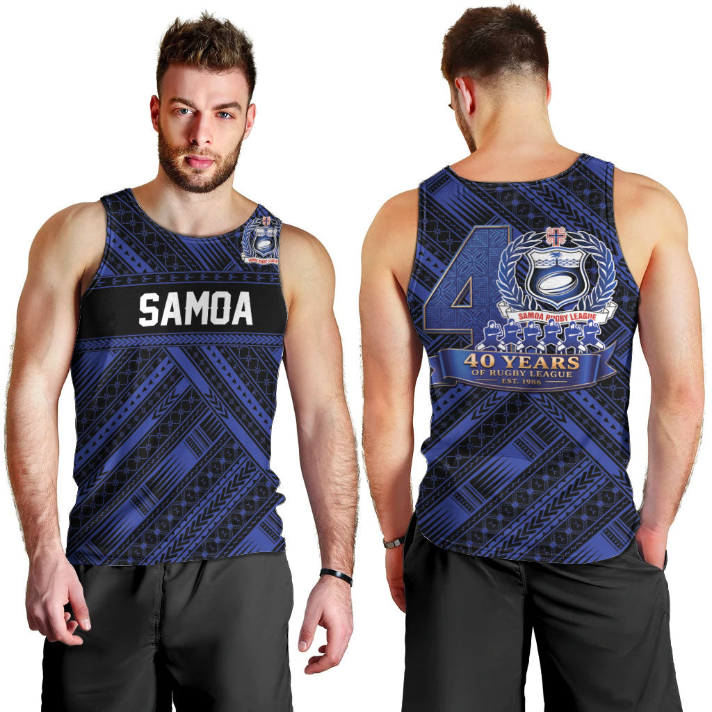 Toa Samoa 40th Anniversary Men Tank Top Royal Blue Tribal LT9 - Polynesian Pride