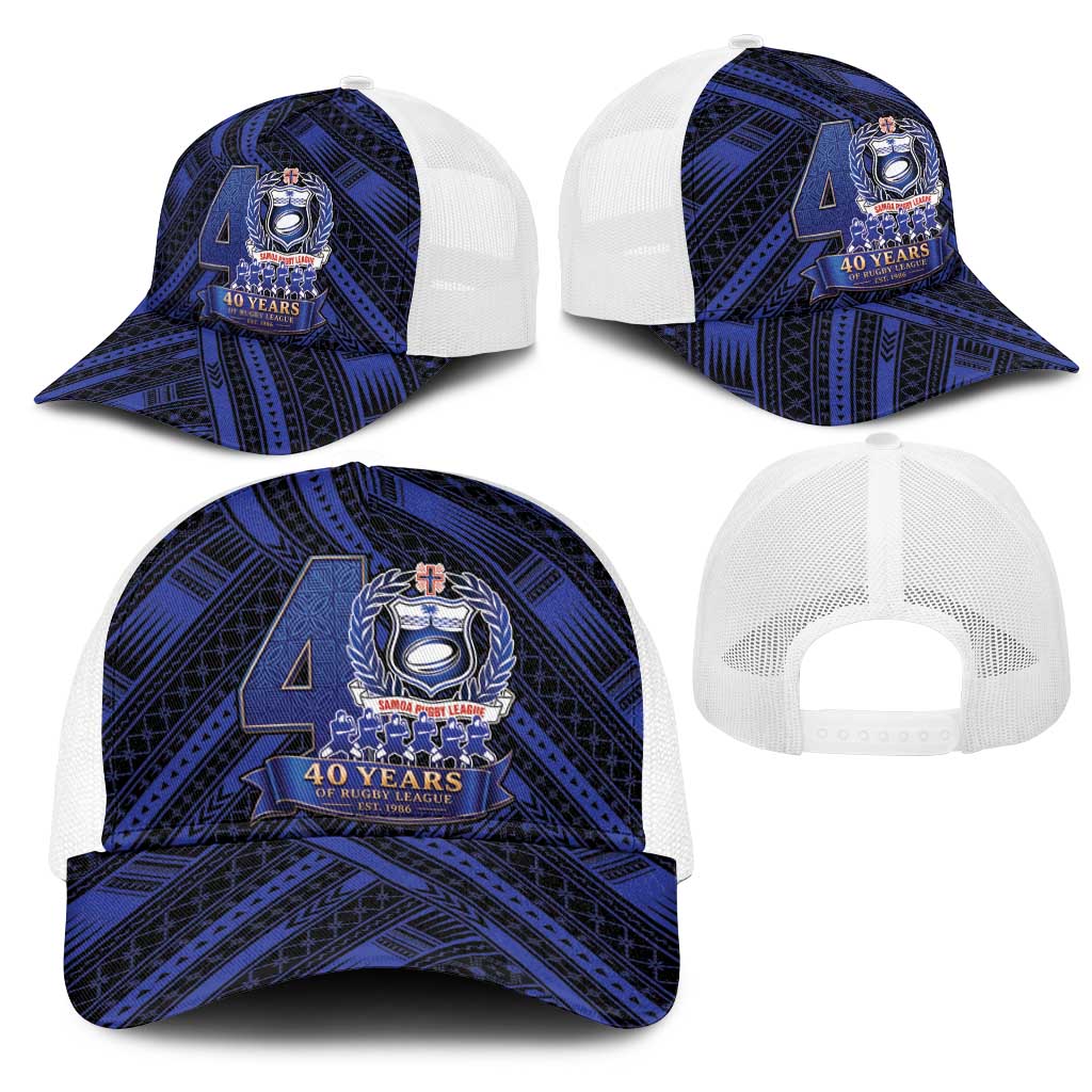 Toa Samoa 40th Anniversary Mesh Trucker Cap Royal Blue Tribal LT9 - Polynesian Pride