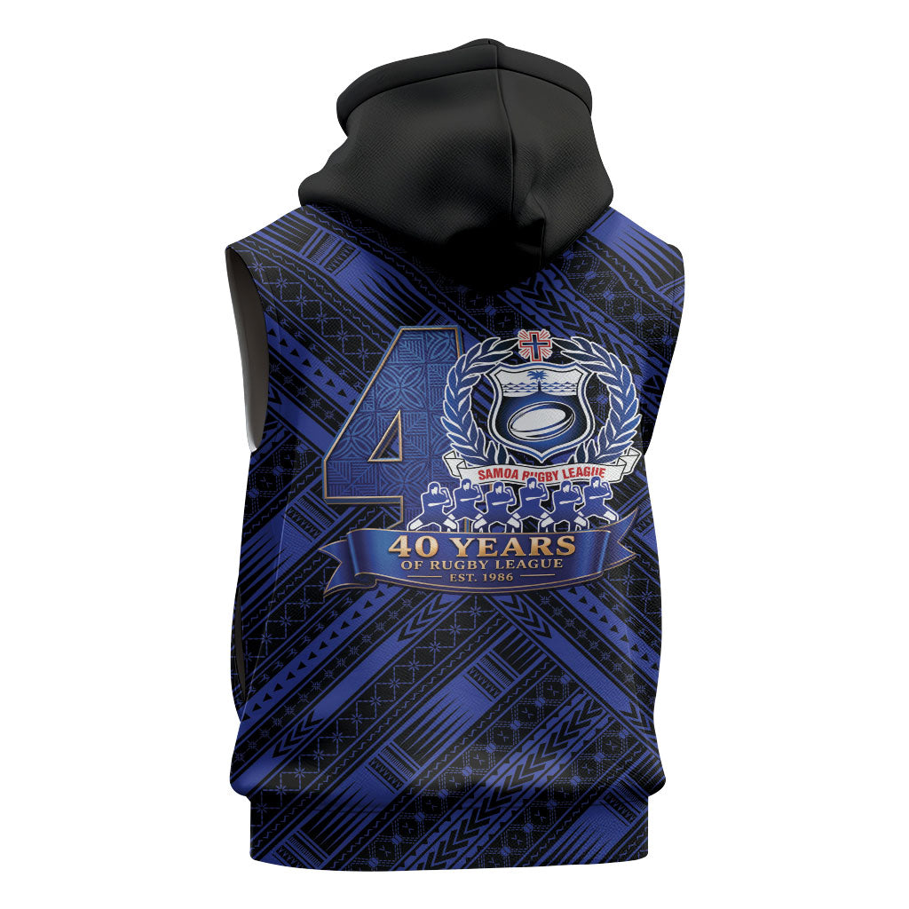 Toa Samoa 40th Anniversary Sleeveless Hoodie Royal Blue Tribal LT9 - Polynesian Pride