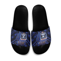 Toa Samoa 40th Anniversary Slide Sandals Royal Blue Tribal LT9 Blue - Polynesian Pride