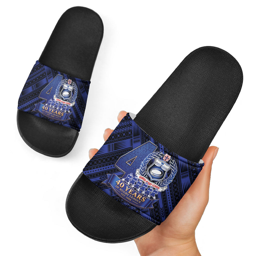 Toa Samoa 40th Anniversary Slide Sandals Royal Blue Tribal LT9 - Polynesian Pride