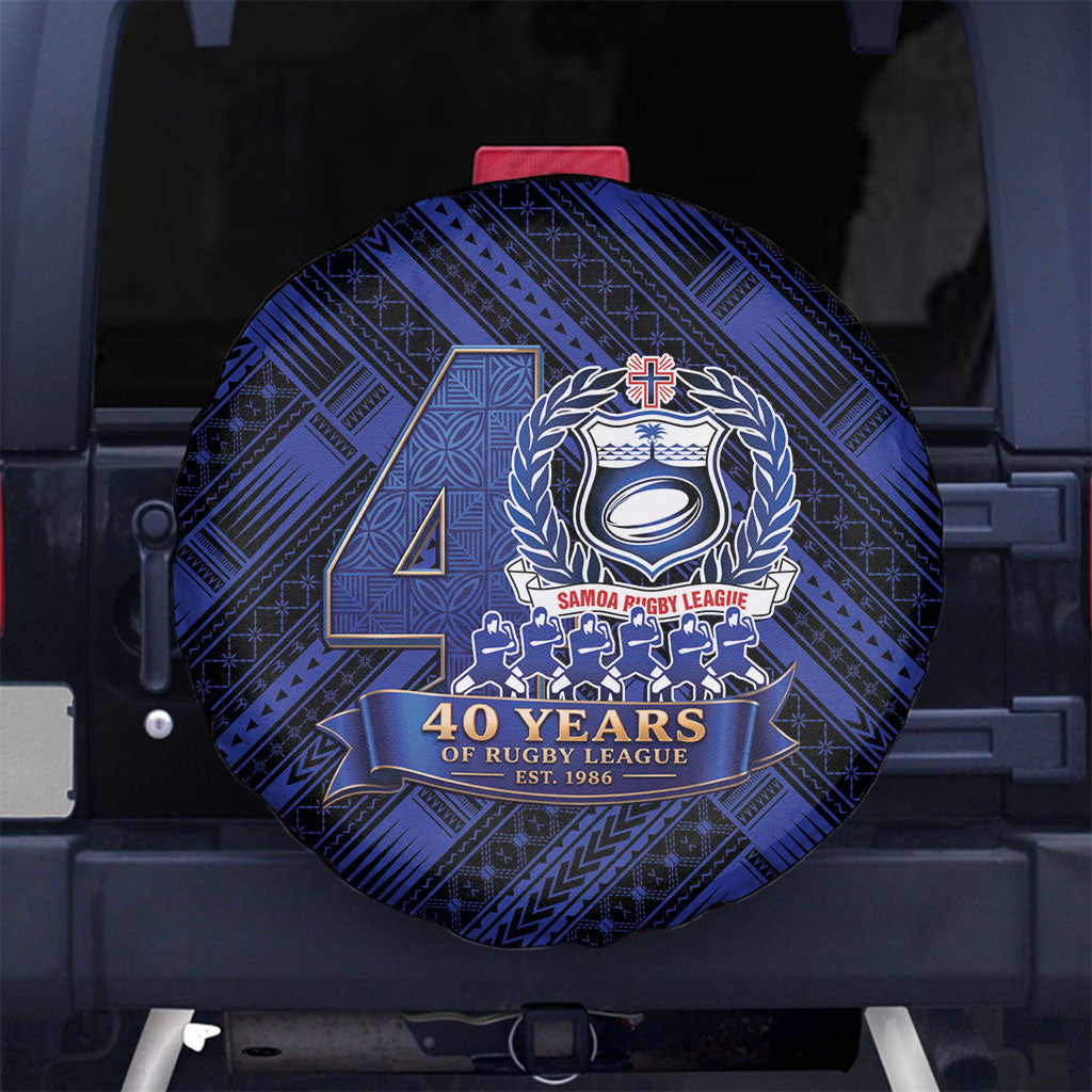 Toa Samoa 40th Anniversary Spare Tire Cover Royal Blue Tribal LT9 No hole Blue - Polynesian Pride