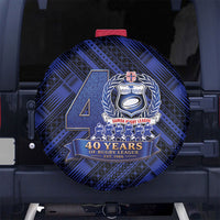 Toa Samoa 40th Anniversary Spare Tire Cover Royal Blue Tribal LT9 No hole Blue - Polynesian Pride