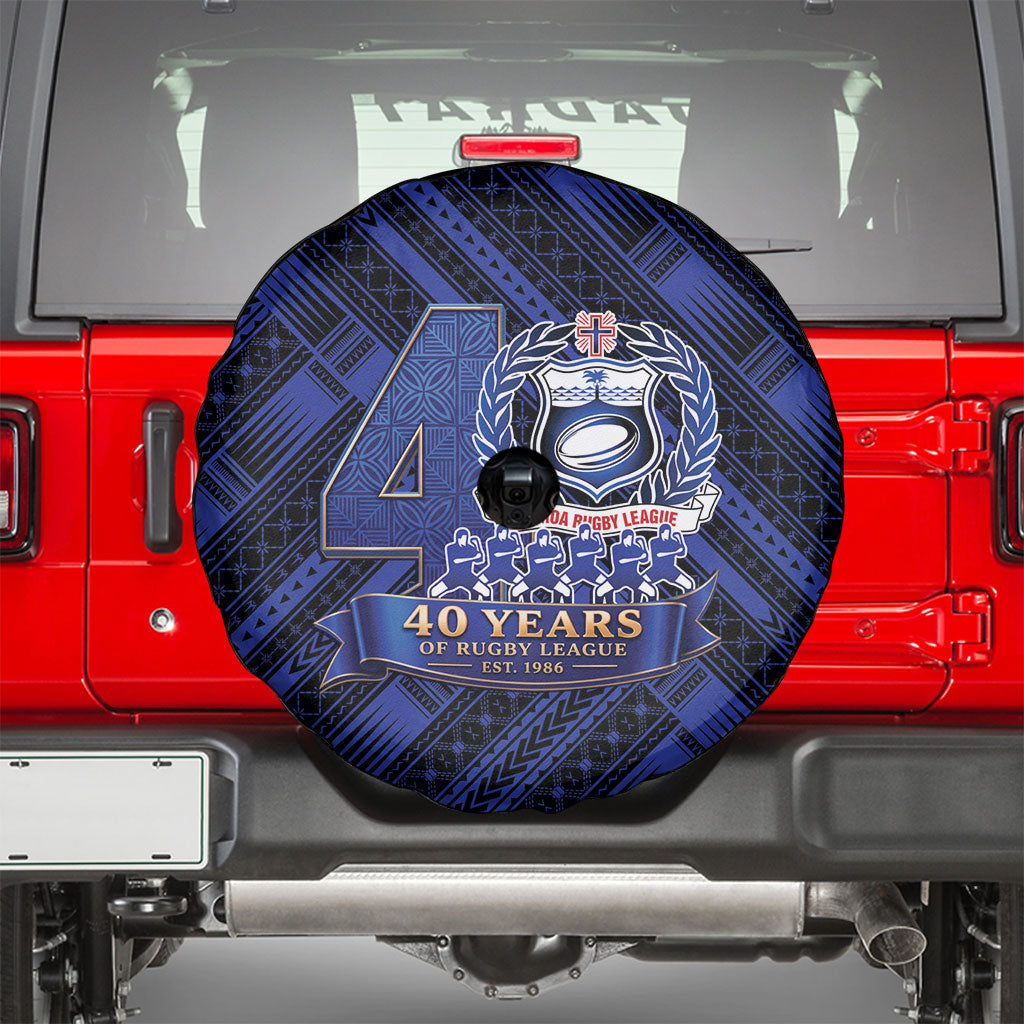Toa Samoa 40th Anniversary Spare Tire Cover Royal Blue Tribal LT9 - Polynesian Pride