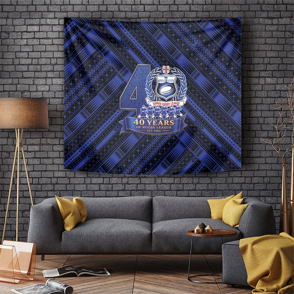 Toa Samoa 40th Anniversary Tapestry Royal Blue Tribal LT9 Blue - Polynesian Pride