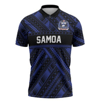Toa Samoa 40th Anniversary Zipper Polo Shirt Royal Blue Tribal LT9 Blue - Polynesian Pride