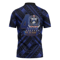 Toa Samoa 40th Anniversary Zipper Polo Shirt Royal Blue Tribal LT9 - Polynesian Pride