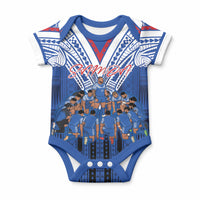 Toa Samoa Siva Tau Baby Onesie Royal Blue Chevron Geometric Heritage LT9 Blue - Polynesian Pride