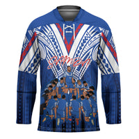 Toa Samoa Siva Tau Hockey Jersey Royal Blue Chevron Geometric Heritage LT9 Unisex Blue - Polynesian Pride