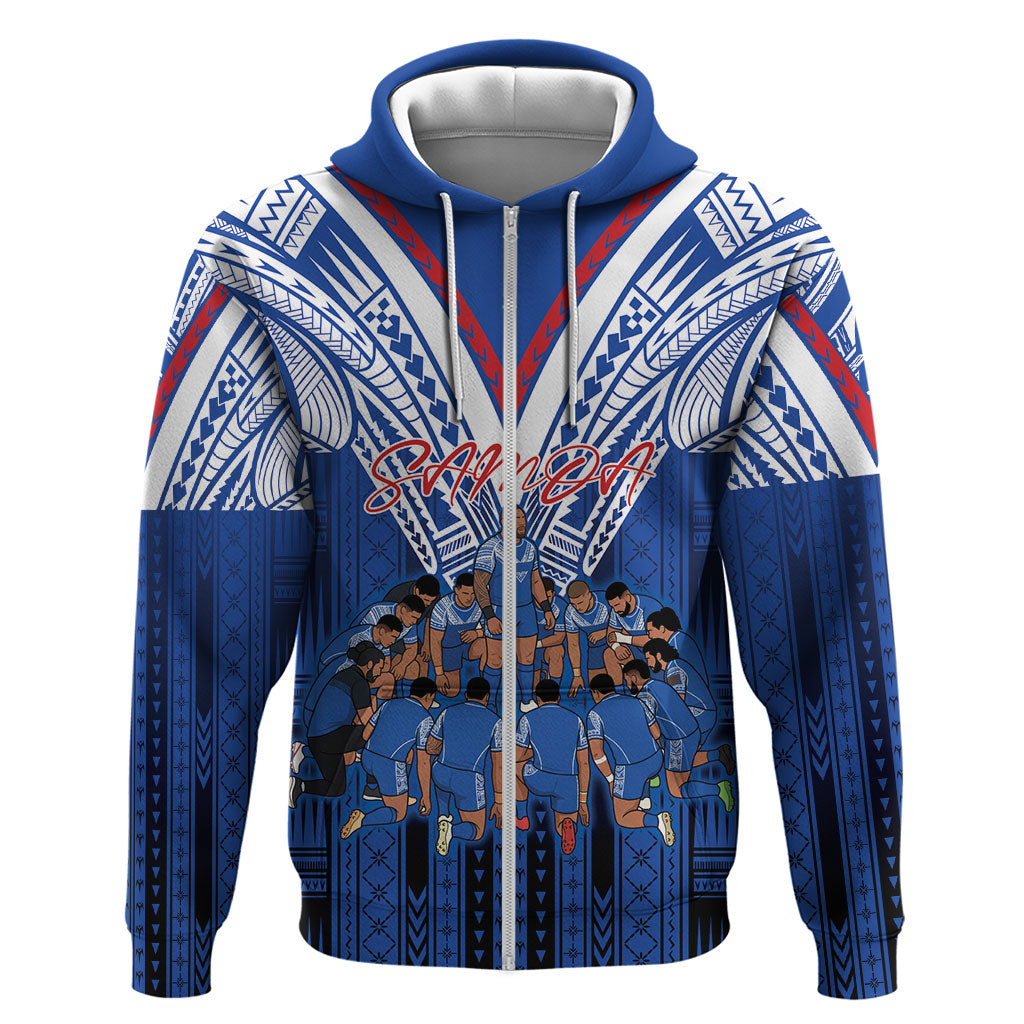 Toa Samoa Siva Tau Hoodie Royal Blue Chevron Geometric Heritage LT9 Zip Hoodie Blue - Polynesian Pride