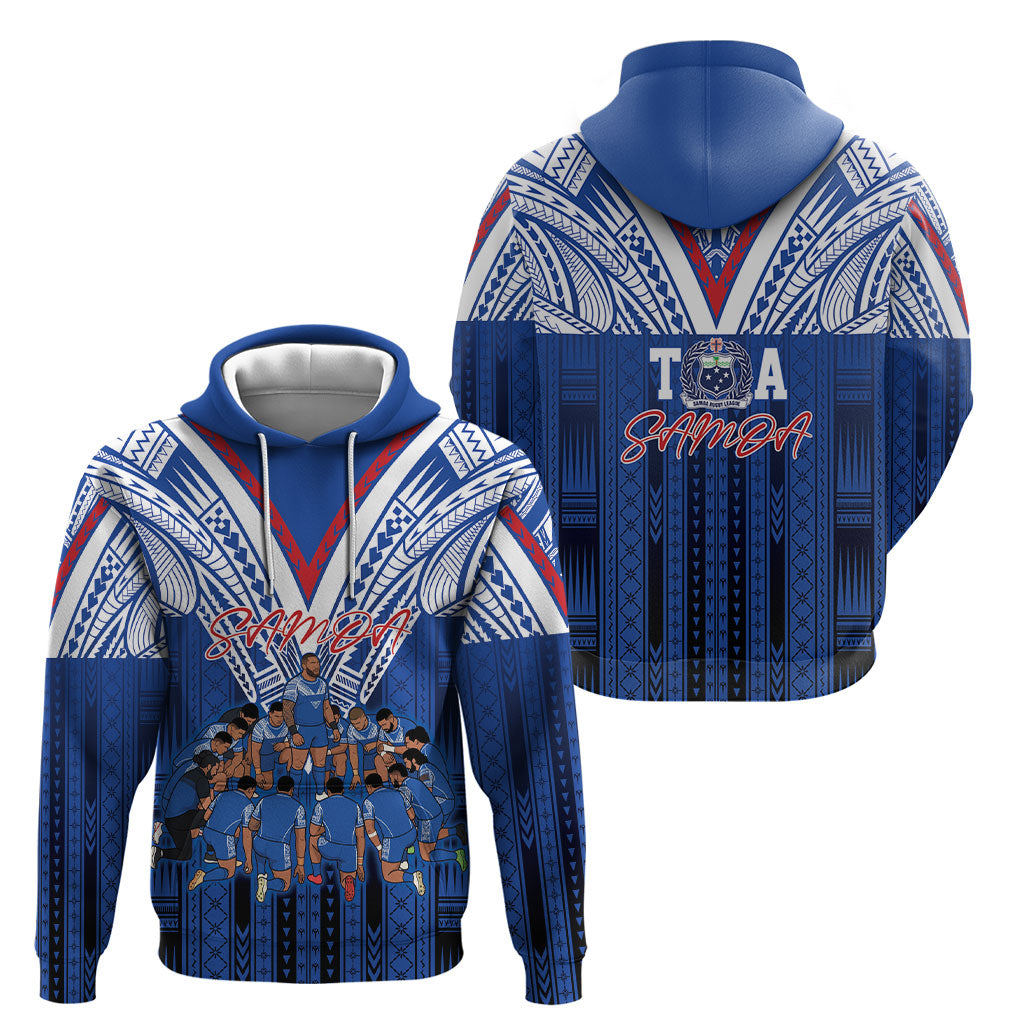 Toa Samoa Siva Tau Hoodie Royal Blue Chevron Geometric Heritage LT9 - Polynesian Pride